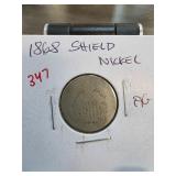 1868 Shield Nickel with Moderate Wear