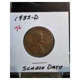 1932-D Lincoln Wheat Cent in Holder