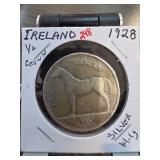 1928 Ireland Silver 1/2 Crown Coin
