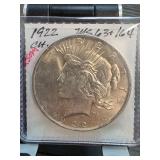 1922 Peace Silver Dollar in Protective Case