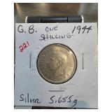 1944 Great Britain Silver One Shilling Coin