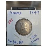 1947 Panama 1/4 Balboa Silver Coin