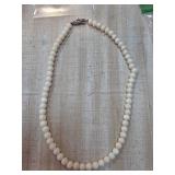 Light Pink Coral Beaded Necklace With T S Marked C