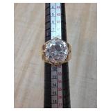 18K HGE Gold-Plated Ring with Large Clear Stone