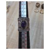 Sterling Silver Ring with Amethyst Cabochon