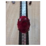 Large Sterling Silver Ring with Ruby Gemstone