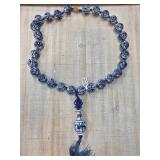 Handmade Blue and White Painted Porcelain Necklace