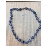 Porcelain Bead Necklace with Gold-Tone Clasp