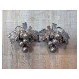 Large Sterling Silver Grape Clip-On Earrings