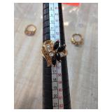 14k GE Gold Ring with Black and Clear Stones