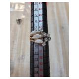 Gold Electroplated Ring with White Stones, Size 7