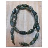 Green Stone Bead Necklace with Oblong Beads