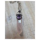 Sterling Silver Pendant with Amethyst and Quartz