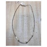 Silver Necklace with Beads and Bar Accents