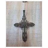 Sterling Silver and Marcasite Cross Pendant with C