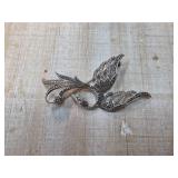 Sterling Silver Bird-Inspired Brooch with Marcasit