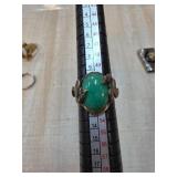 Gold Tone Snake Ring with Green Oval Stone Accent