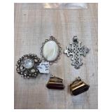 Vintage Jewelry Including Brooches and Earrings