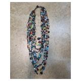 Multistrand Multicolored Glass Bead Necklace