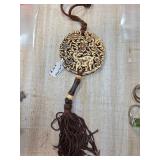 Tibetan-Style Intricately Carved Pendant with Cord