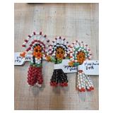 Three Handmade Beaded Figures