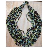 Multistrand Beaded Necklace With Colorful Glass Be