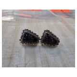 Silver Clip-On Earrings with Black Onyx Detail