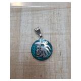 Sterling Silver Turquoise Inlay Pendant with Sun M