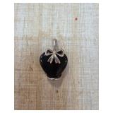 Sterling Silver and Onyx Heart Pendant
