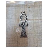 Sterling Silver Ankh-Shaped Pendant with Intricate