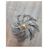 Sarah Coventry Silver-Tone Brooch with Faux Pearl