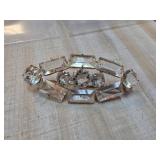 Gold-Tone Rhinestone Brooch with Rectangular and R