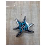 Sterling Silver Starfish Pin with Inlaid Turquoise