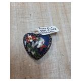 Heart-Shaped Cloisonne Pendant with Floral Design