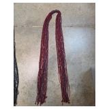 Red Beaded Flapper Lariat Necklace