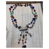 Handcrafted Multicolored Beaded Necklace with Meta