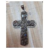 Large Sterling Silver Cross Pendant with Labradori