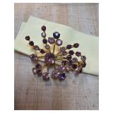 Mid-Century Austrian Purple Rhinestone Brooch