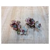 Austrian Enamel and Rhinestone Floral Clip-On Earr