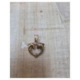 10k Gold Dolphin Heart Pendant