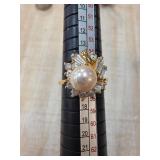 Sterling Silver Vermeil Synthetic Pearl Cocktail R