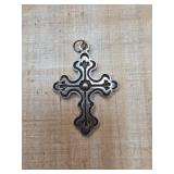 Sterling Silver Cross Pendant with Decorative Fili