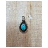 Sterling Silver Teardrop Pendant with Blue Stone