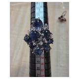 Cluster Ring with Sapphire Cabochons, Mkd 14k not
