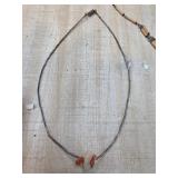 Silver Chain Necklace with Carved Stone Pendant