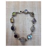 Sterling Silver Gemstone Bracelet with Various Sto