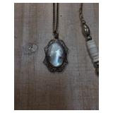 Sterling Silver Cameo Pendant w Non-Sterling Chain