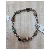 Silver Bracelet with Agate Stone Links