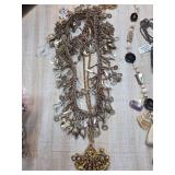 Multi-Layer Tribal Style Necklace with Dangling Ch