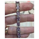 Sterling Silver Bracelet with Purple and Clear Sto